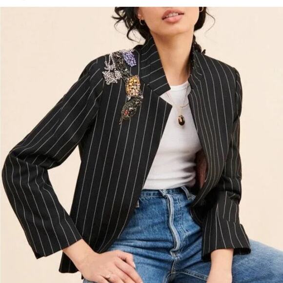 ZADIG & VOLTAIRE Beaded Snake Pinstripes Jacket - Picture 7 of 13